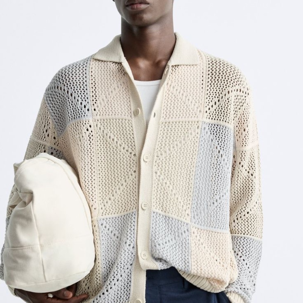 Zara Crochet Cardigan Shirt - Picture 1 of 5